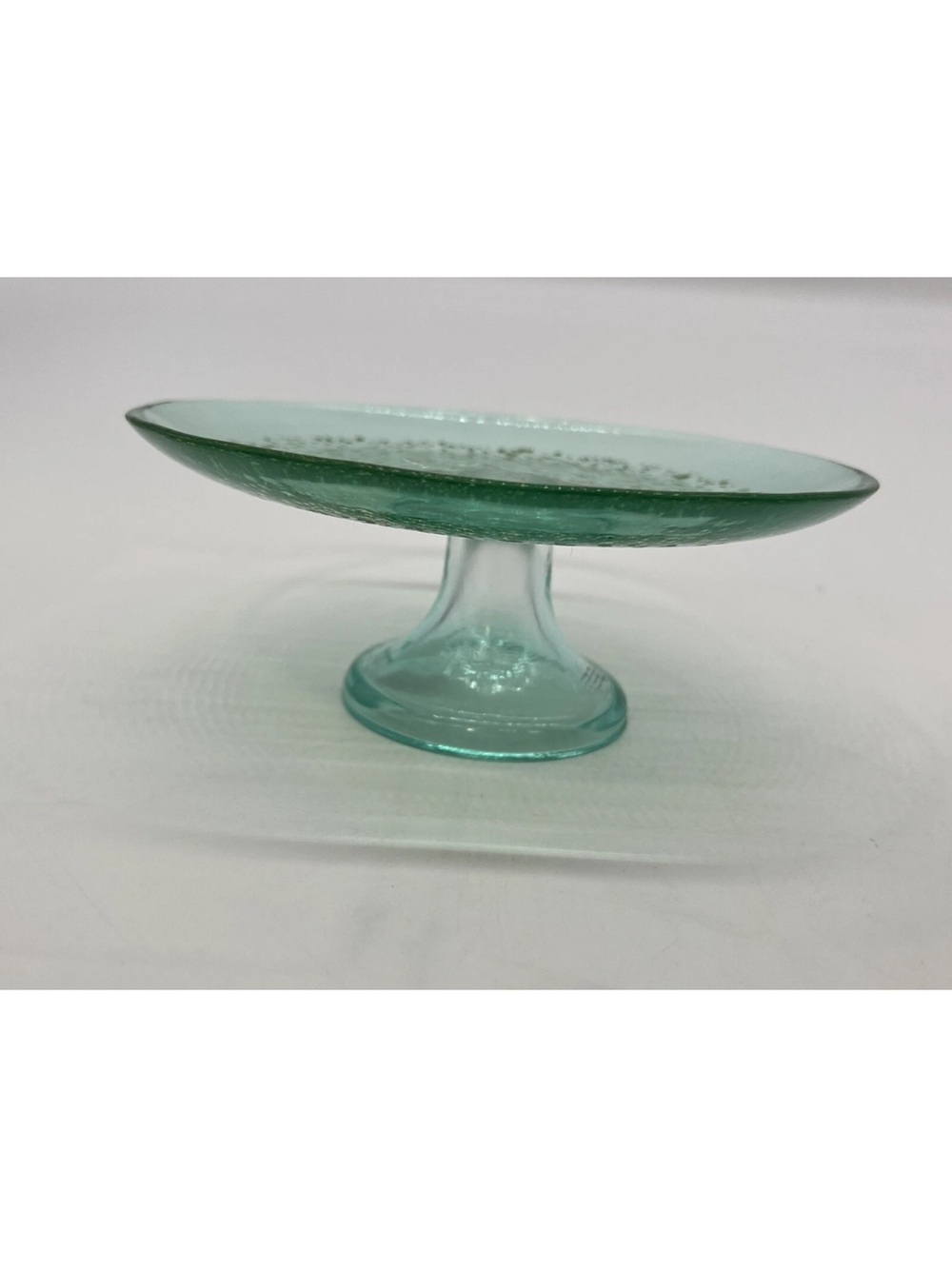 Anthropologie Glass Pedestal Dessert Stand in Seafoam Green